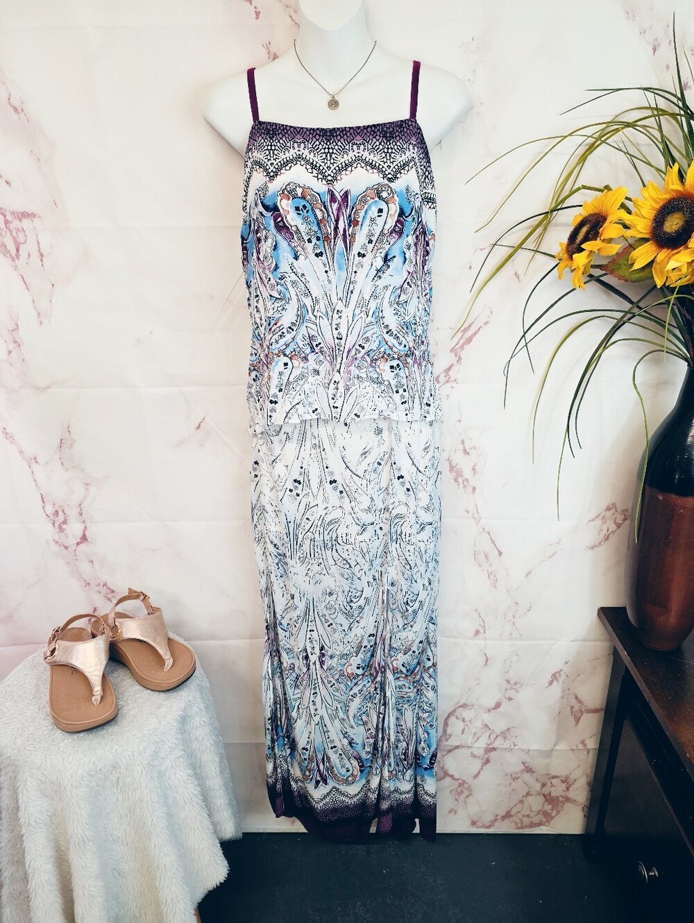 White House Black Market 2 Piece Paisley Maxi Skirt Set Size 2 Small - Picture 3 of 9
